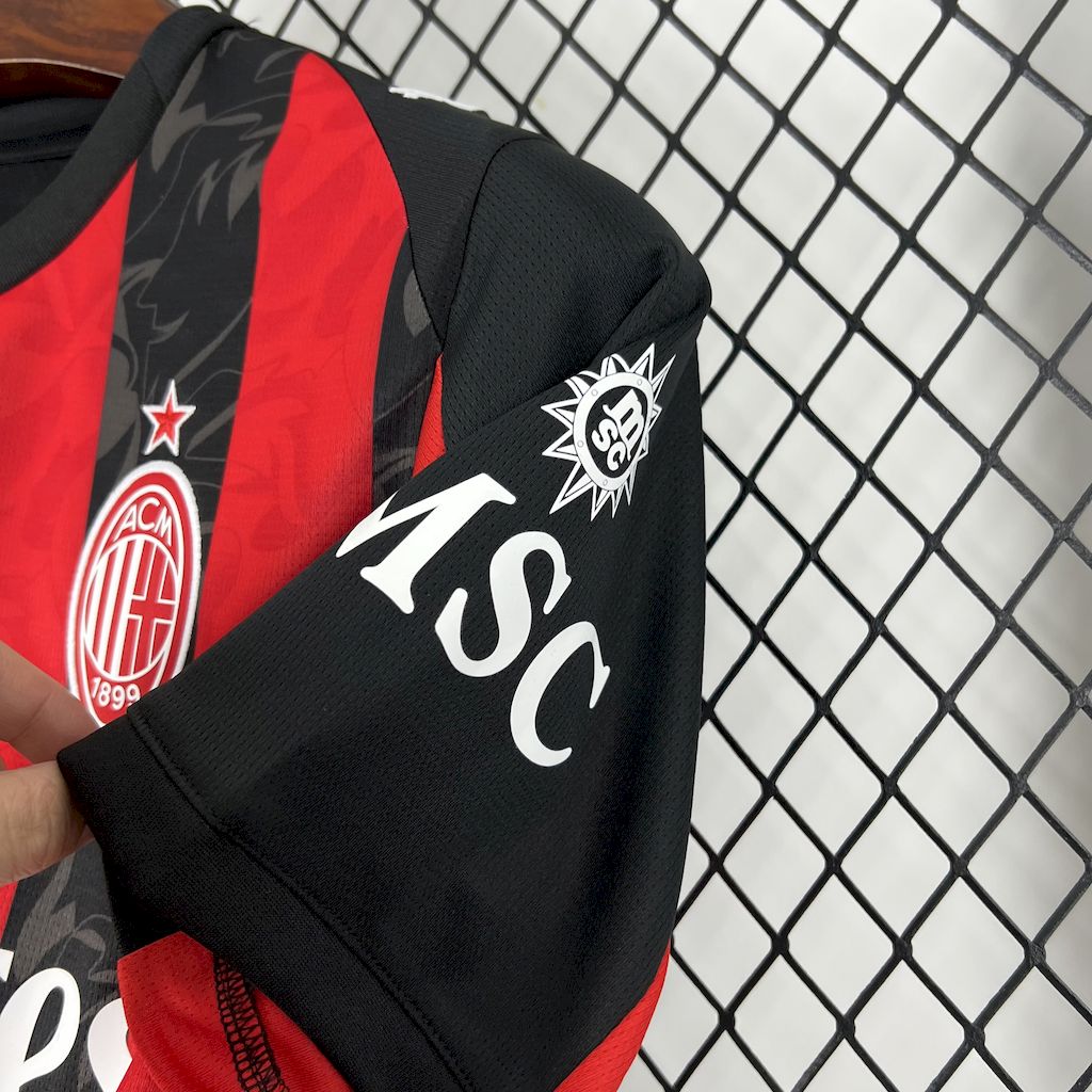 Camisa AC Milan Home 2025/26 Vermelha e Preta - Modelo Torcedor