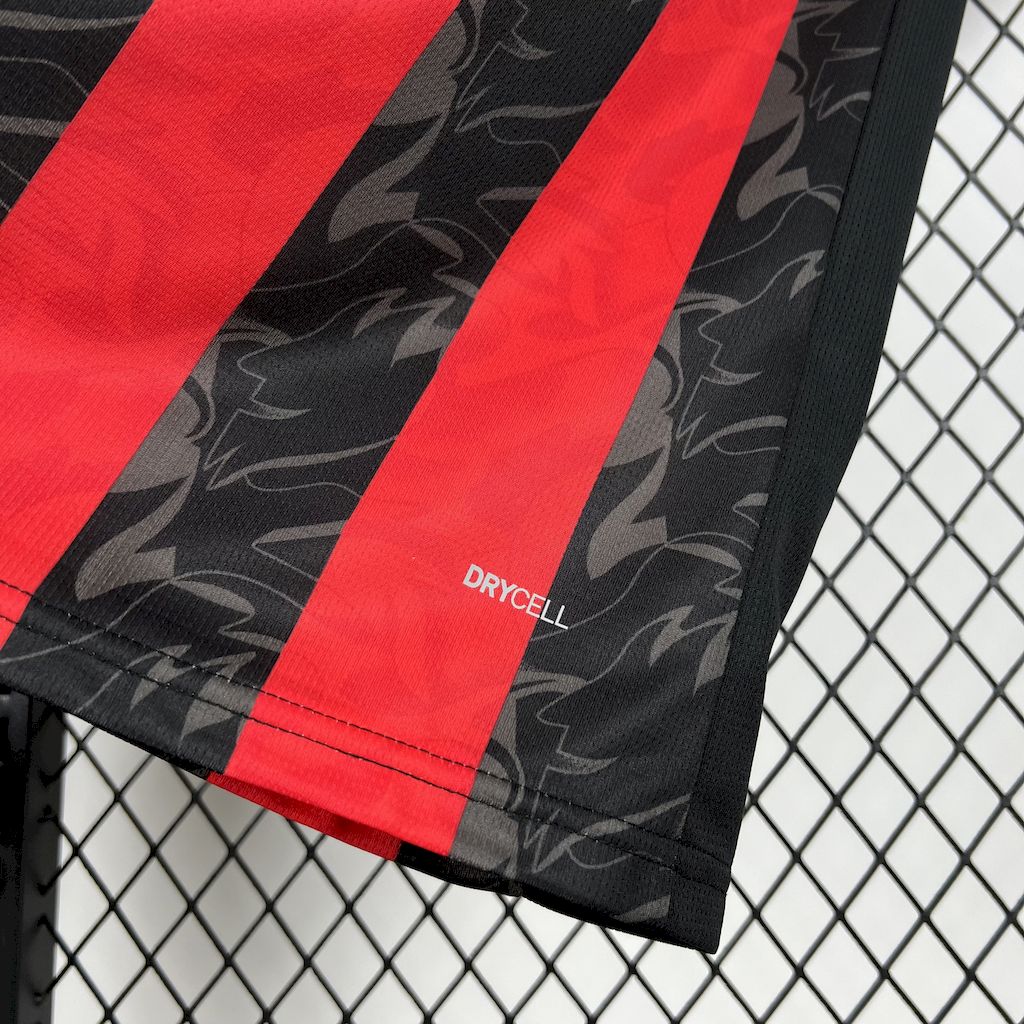 Camisa AC Milan Home 2025/26 Vermelha e Preta - Modelo Torcedor