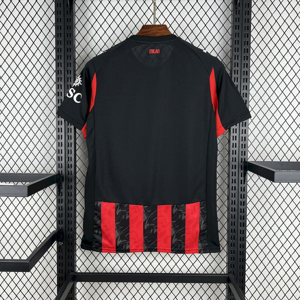 Camisa AC Milan Home 2025/26 Vermelha e Preta - Modelo Torcedor