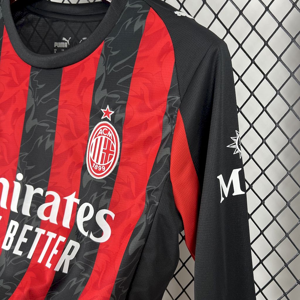 Camisa AC Milan Home 2025/26 Manga Longa - Modelo Torcedor