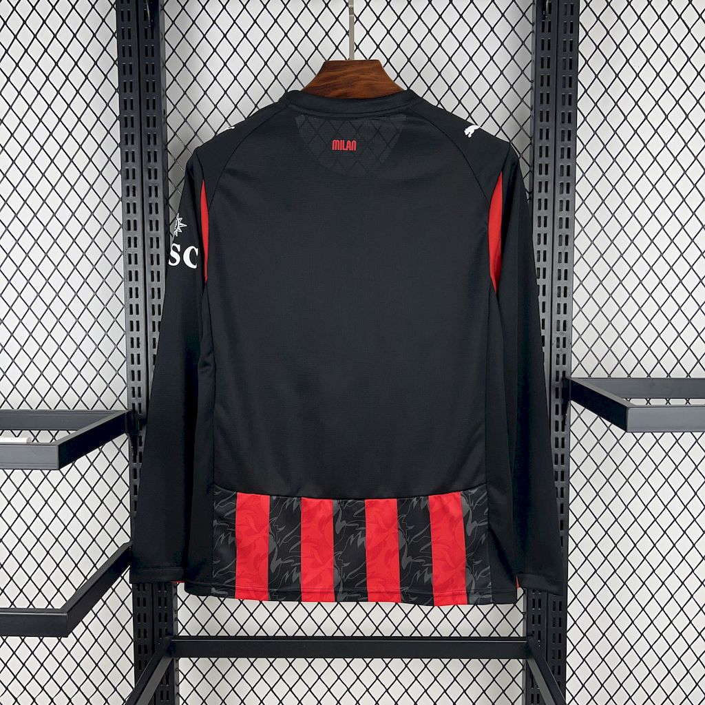 Camisa AC Milan Home 2025/26 Manga Longa - Modelo Torcedor