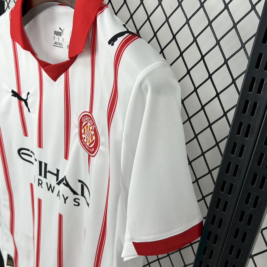 Camisa Girona Home 2025/26 Branca e Vermelha - Versão Torcedor