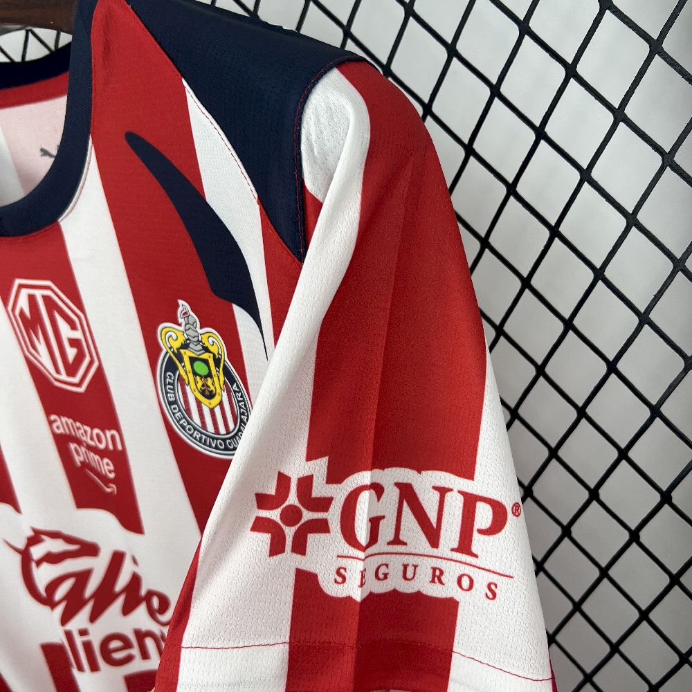 Camisa Clube Chivas Home 2025/26 Vermelha e Branca - Versão Torcedor