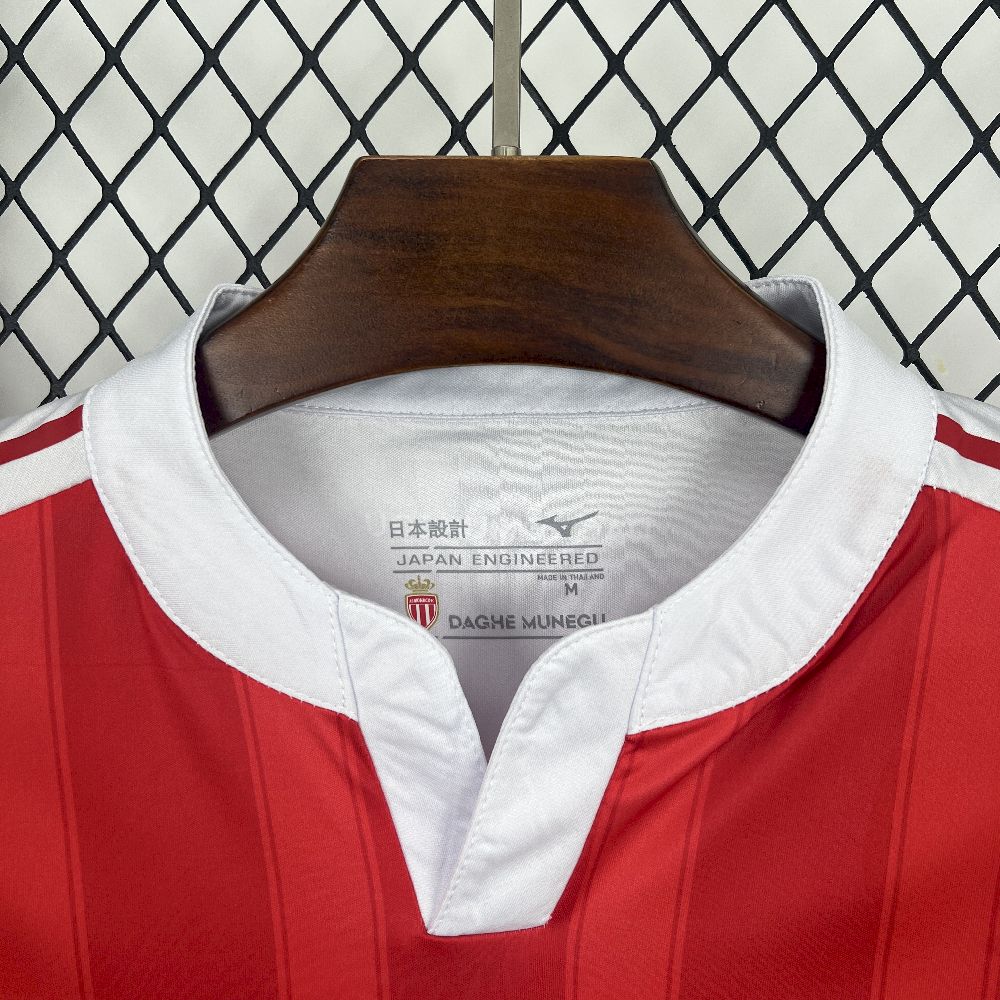 Camisa Monaco Home 2025/26 Vermelha e Branca - Modelo Torcedor