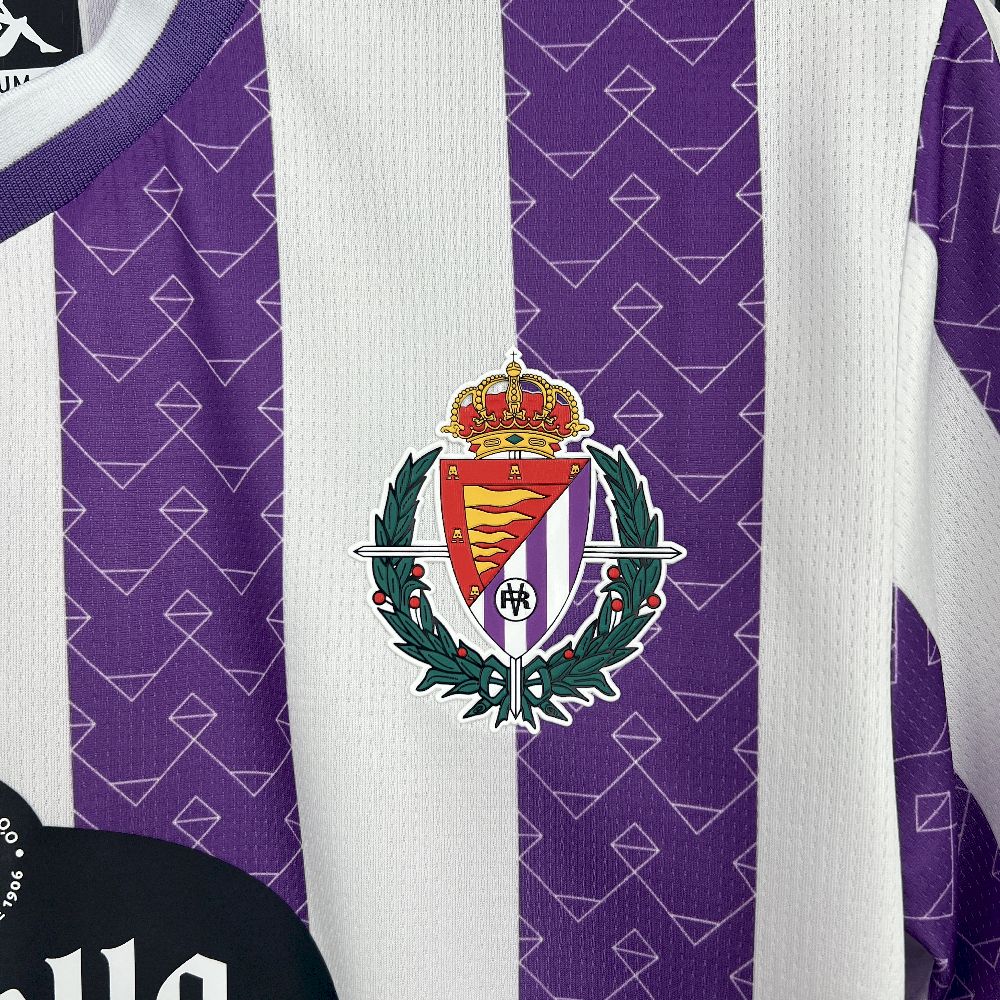 Camisa Real Valladolid Home 2025/26 Roxa e Branca - Versão Torcedor
