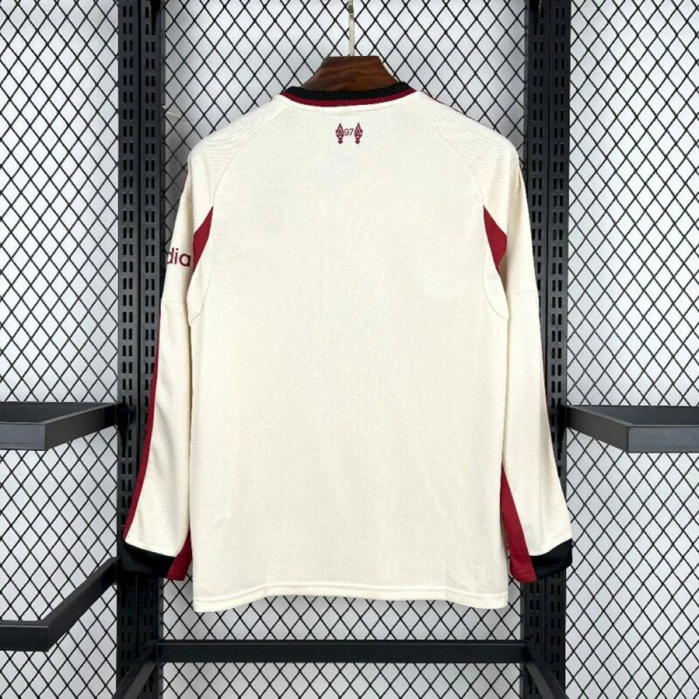 Camisa Liverpool Away 2025/26 Bege - Manga Longa