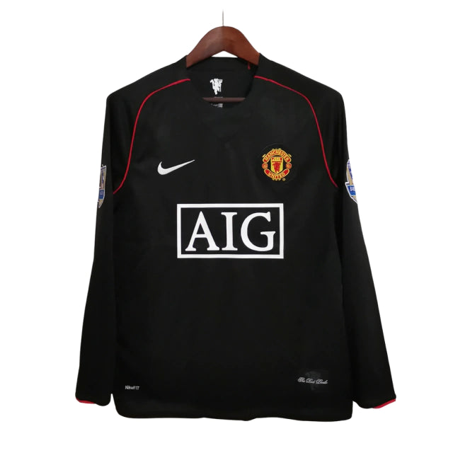 Camisa Manchester United Away Manga Longa 2007/09 Retrô - Preta