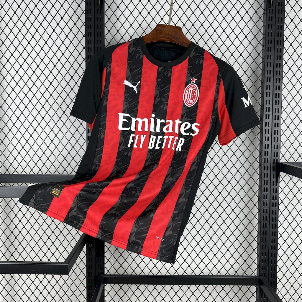 Camisa AC Milan Home 2025/26 Vermelha e Preta - Modelo Torcedor