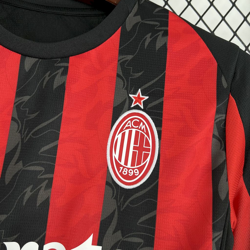 Camisa AC Milan Home 2025/26 Vermelha e Preta - Modelo Torcedor