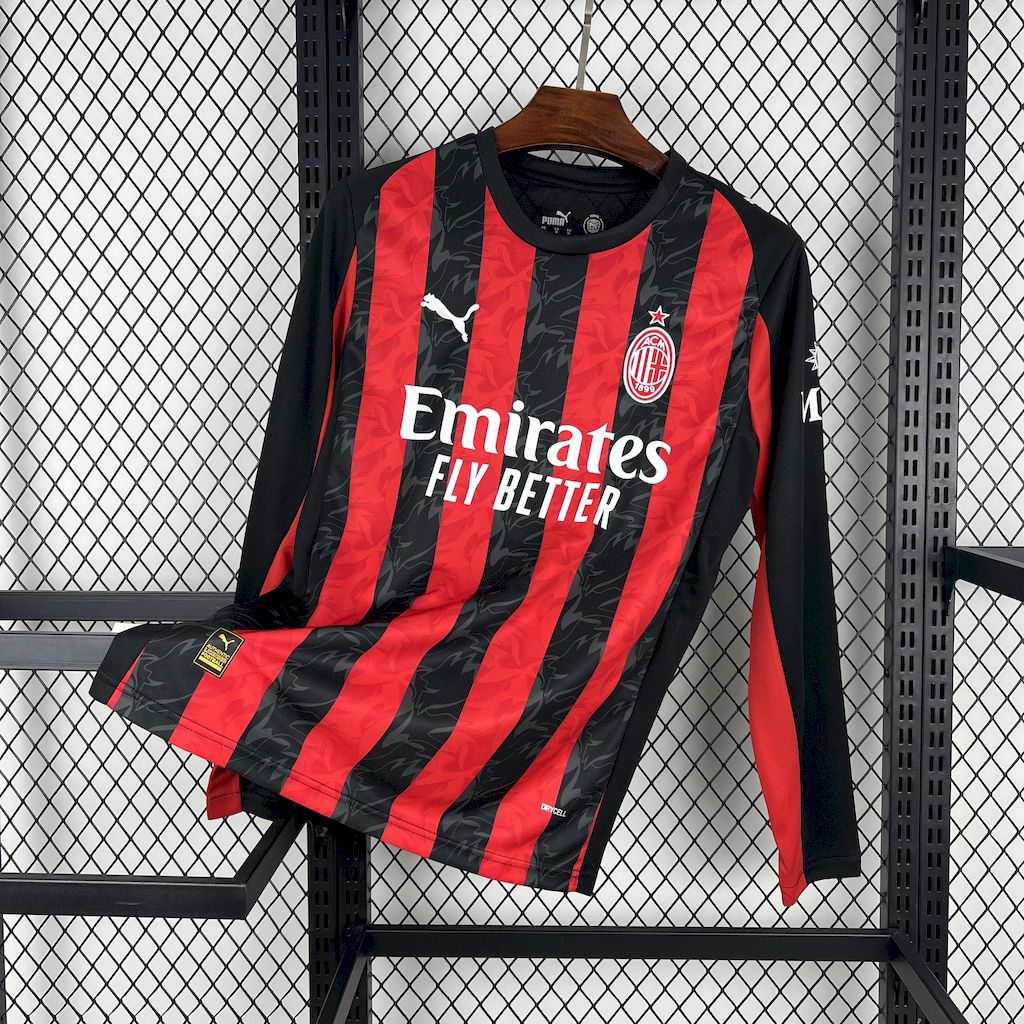 Camisa AC Milan Home 2025/26 Manga Longa - Modelo Torcedor