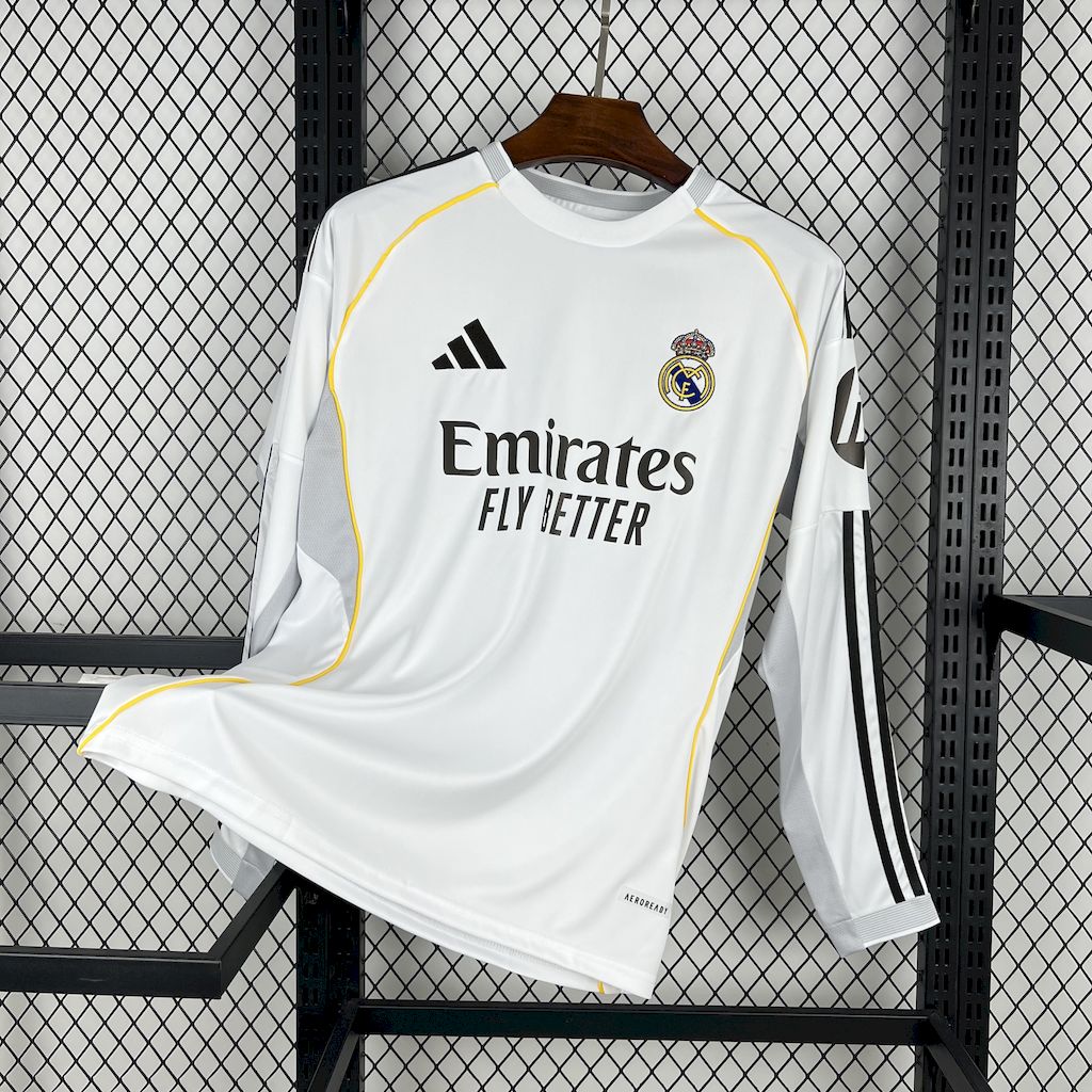 Camisa Real Madrid I 2025/26 Manga Longa - Modelo Torcedor
