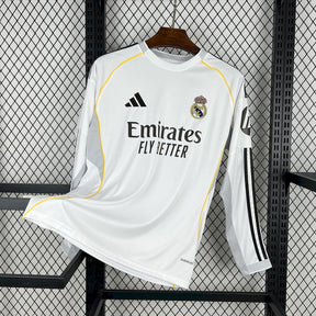 Camisa Real Madrid I 2025/26 Manga Longa - Modelo Torcedor