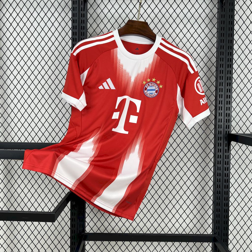 Camisa Bayern de Munique Home 2025/26 Vermelha e Branca - Modelo Torcedor