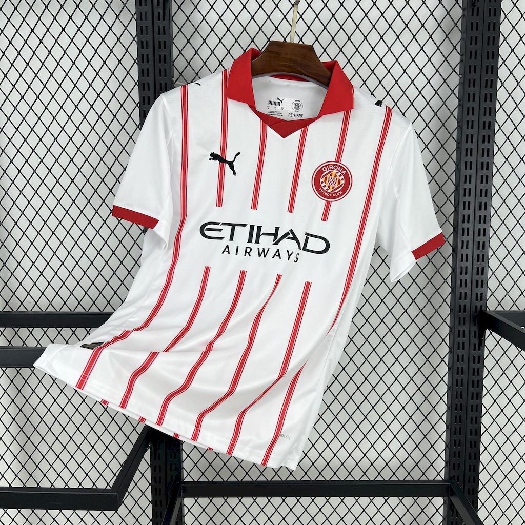 Camisa Girona Home 2025/26 Branca e Vermelha - Versão Torcedor