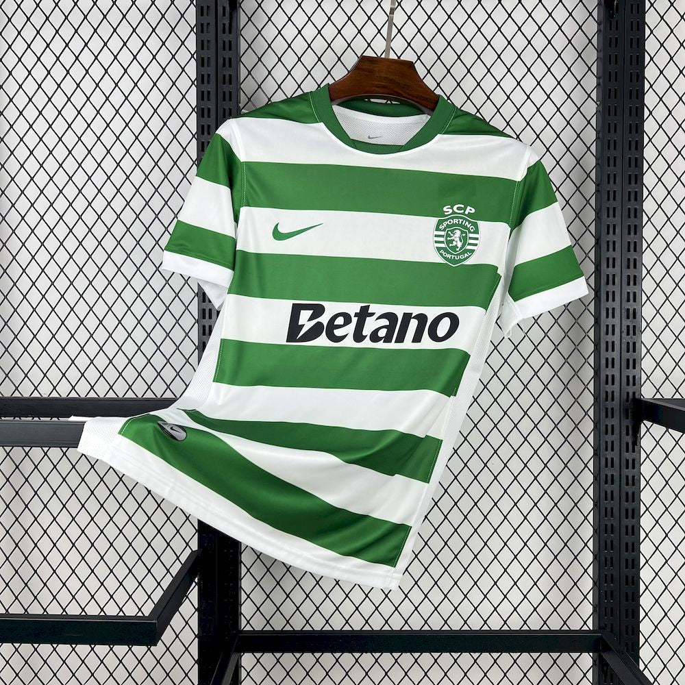 Camisa Sporting Home 2025/26 Verde e Branca - Modelo Torcedor