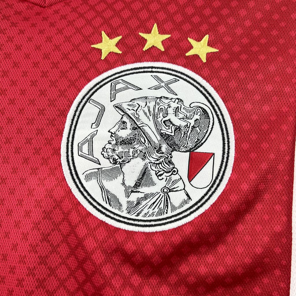 Camisa Ajax Home 2025/26 Vermelha e Branca - Versão Torcedor