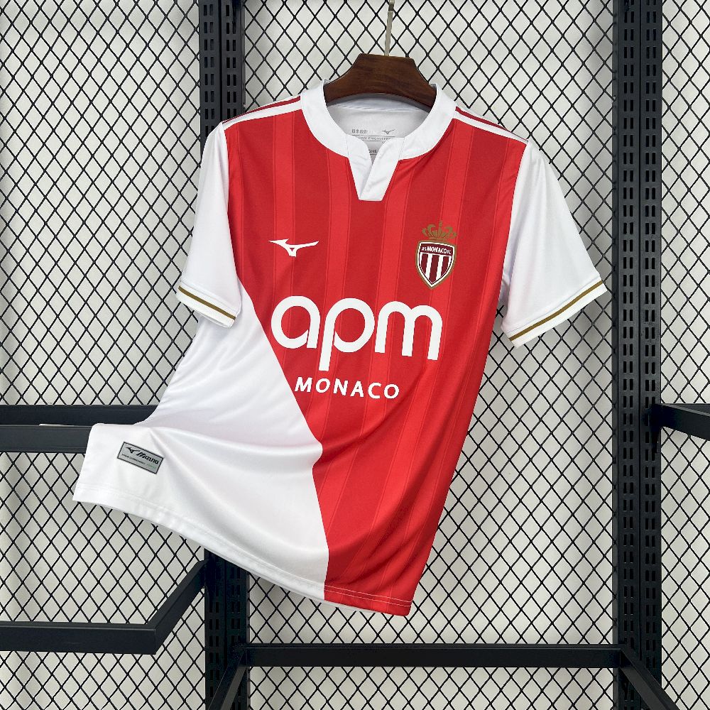 Camisa Monaco Home 2025/26 Vermelha e Branca - Modelo Torcedor