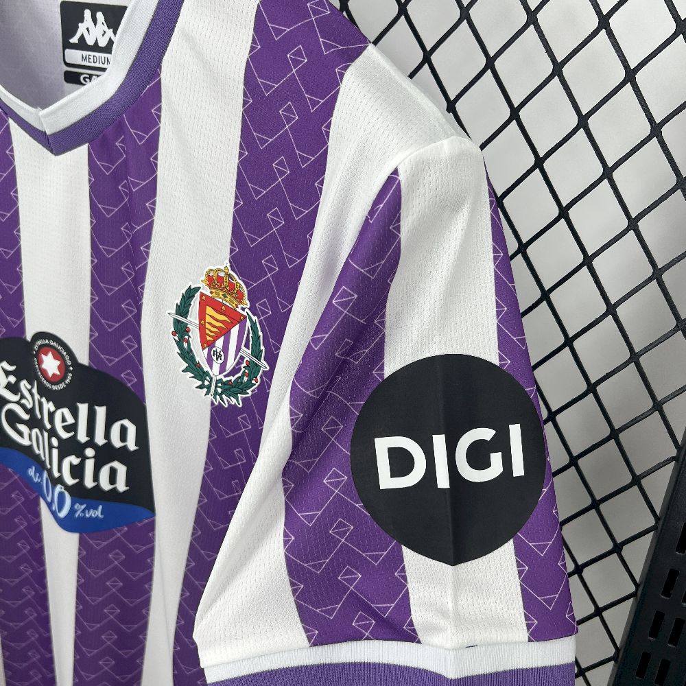 Camisa Real Valladolid Home 2025/26 Roxa e Branca - Versão Torcedor