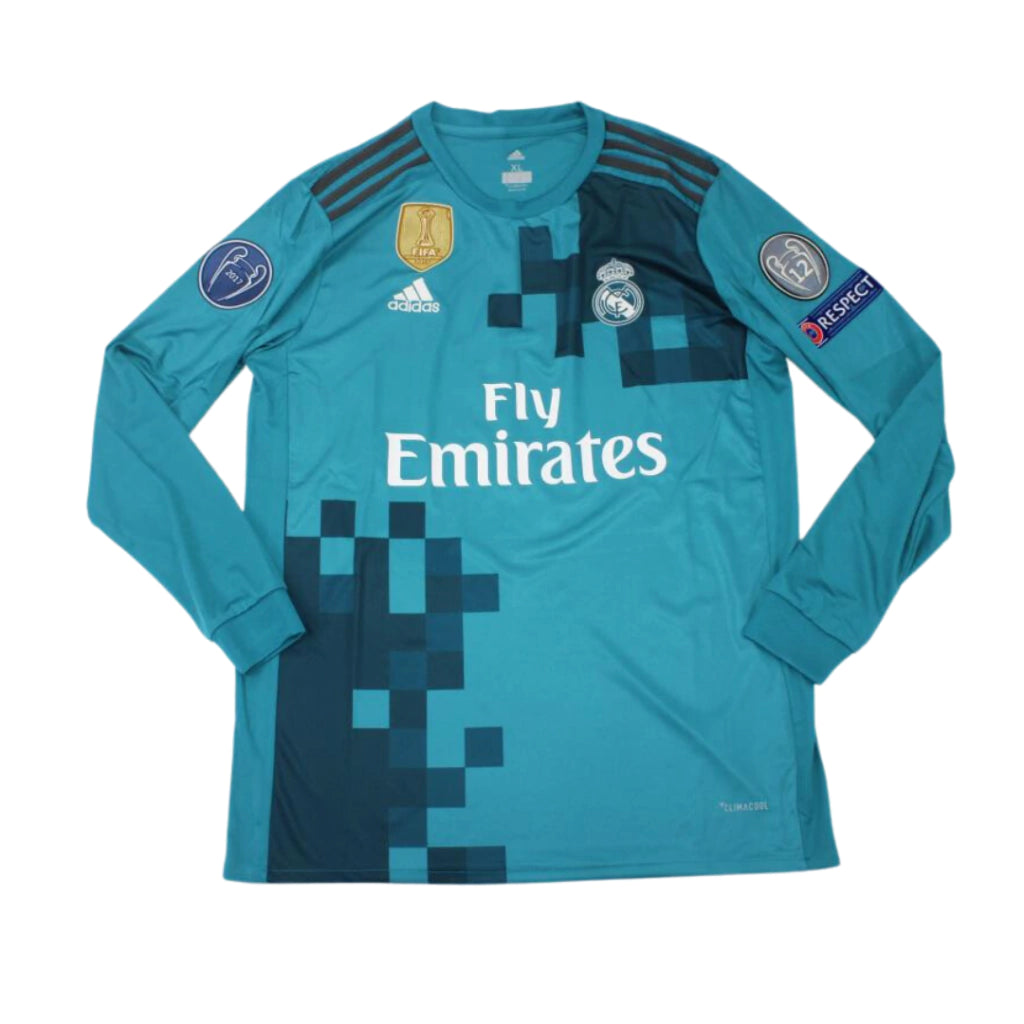 Camisa Real Madrid Third 2017-18 Ronaldo #7 Manga Longa - Retrô