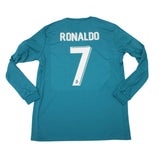 Camisa Real Madrid Third 2017-18 Ronaldo #7 Manga Longa - Retrô