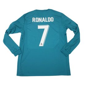 Camisa Real Madrid Third 2017-18 Ronaldo #7 Manga Longa - Retrô