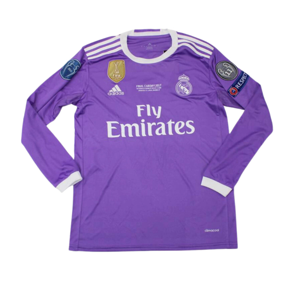 Camisa Real Madrid Away UCL 2016 Ronaldo #7 Manga Longa - Retrô