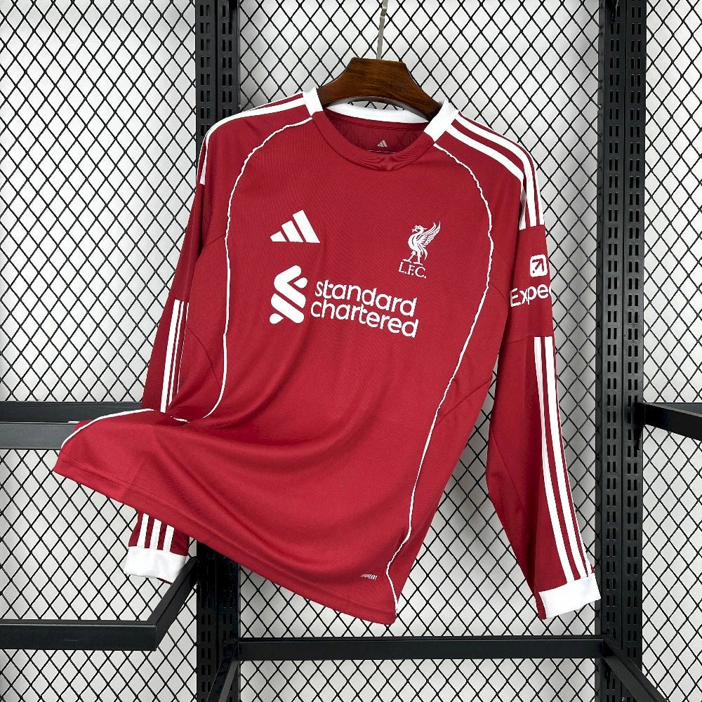 Camisa Liverpool Home 2025/26 Vermelha - Manga Longa