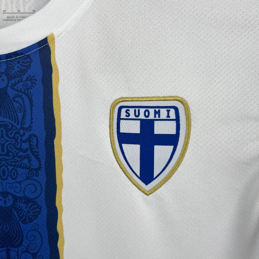 Camisa Seleção Finlândia I 2025 Branca e Azul - Versão Torcedor