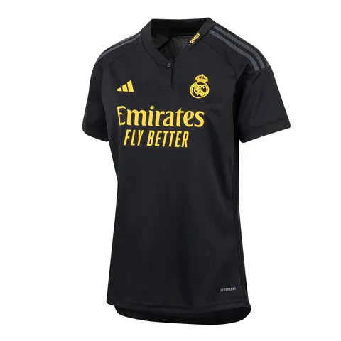 Camisa Feminina Real Madrid IIl 2023/24 Preta - Modelo Baby Look