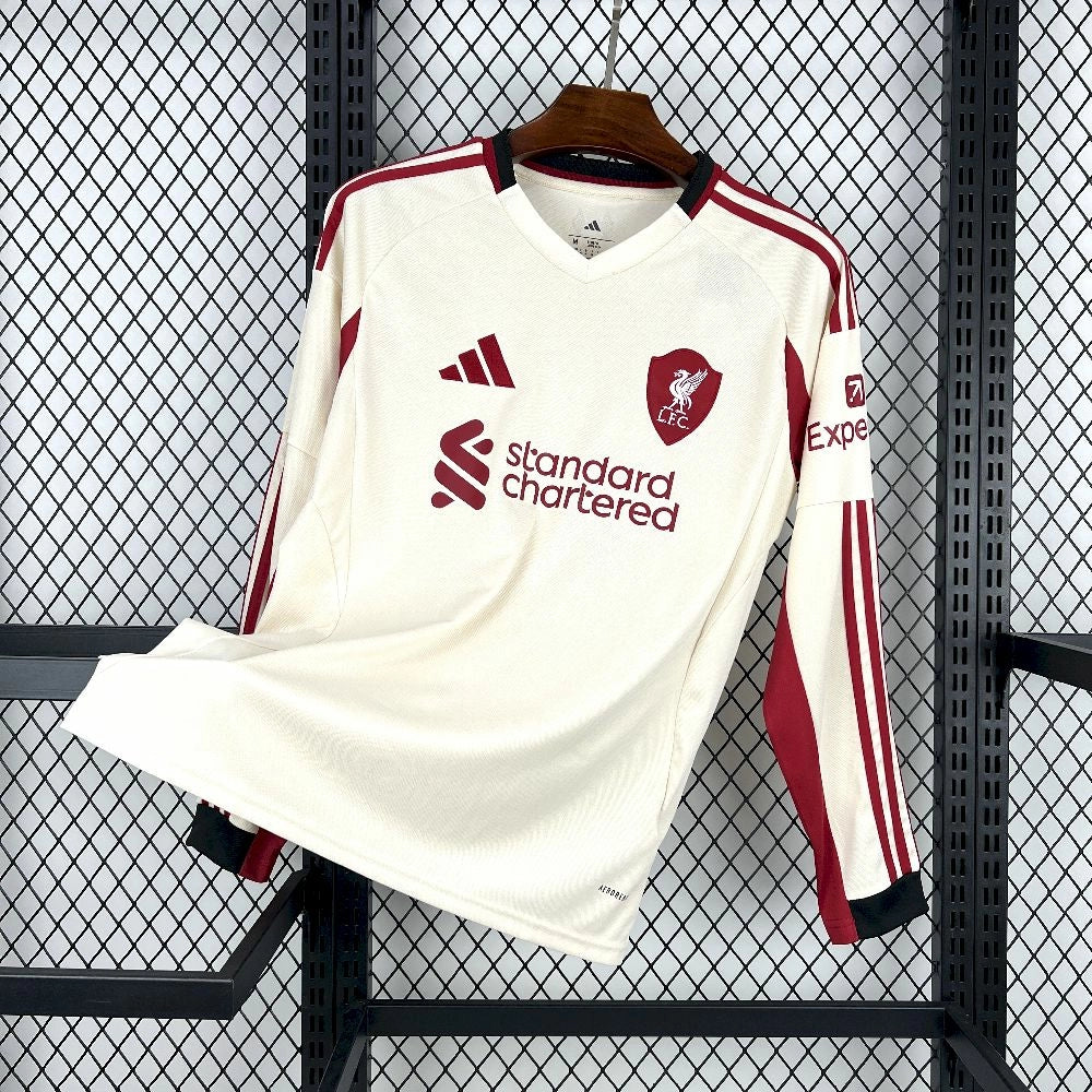 Camisa Liverpool Away 2025/26 Bege - Manga Longa