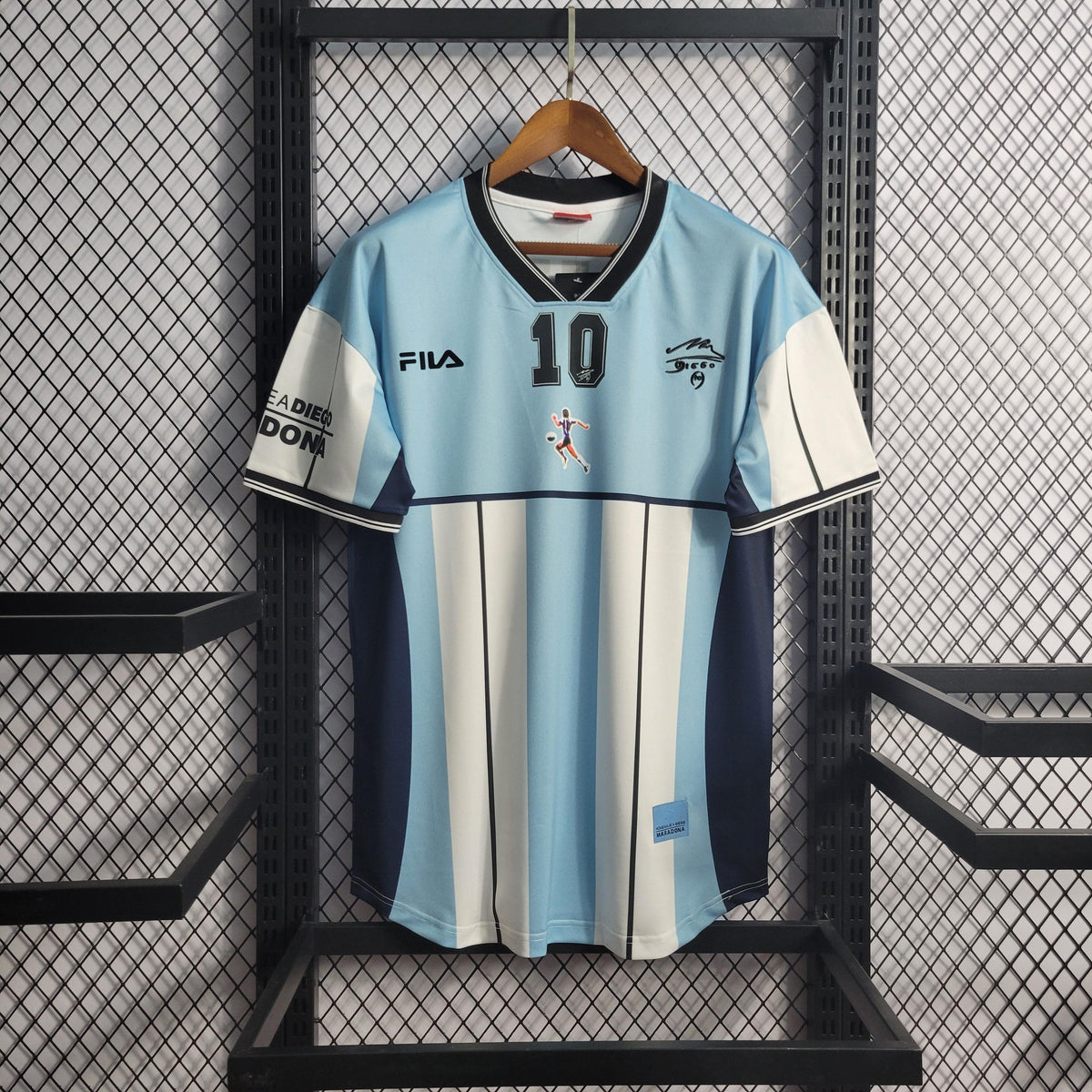 Camisa Argentina Comemorativa Maradona Retrô - Azul e Branca